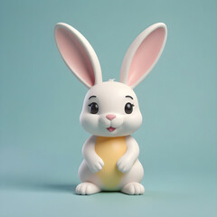 Cartoon Bunny Digital Painting Cute Animal Easter Background Minimalistic Design