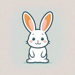Obraz premium Cartoon Bunny Digital Painting Cute Animal Easter Background Minimalistic Design