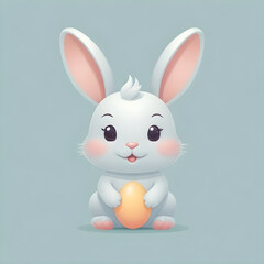 Cartoon Bunny Digital Painting Cute Animal Easter Background Minimalistic Design