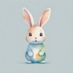 Obraz premium Cartoon Bunny Digital Painting Cute Animal Easter Background Minimalistic Design