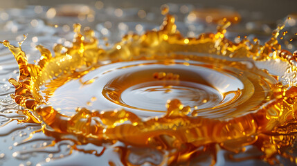 Splashes of oily liquid arranged in a circle  - obrazy, fototapety, plakaty