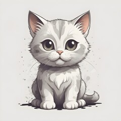 Cat Face Illustration Digital Painting Cute Animal Pet Background Artful Design