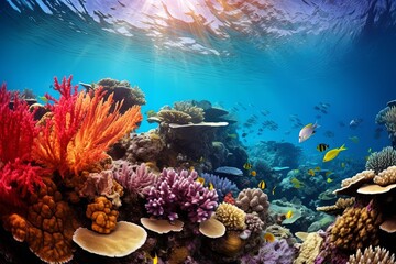 Fototapeta na wymiar Vibrant Coral Reef Gradients: Captivating Underwater Photography Gallery