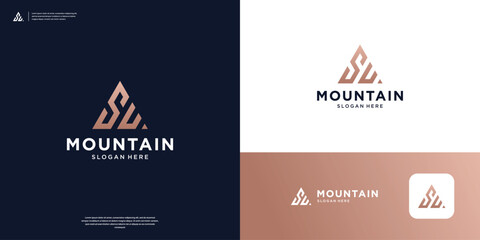 Letter S U mountain logo design inspiration.