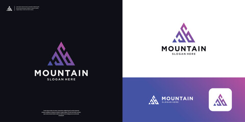 Letter J and G with geometric triangle logo design. Simple mountain symbol logo icon.