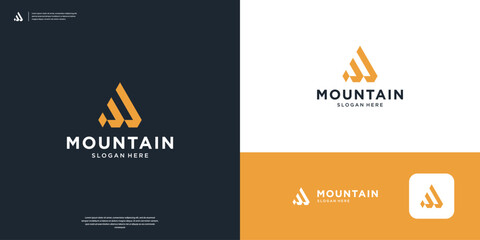 Fototapeta premium Simple and abstract mountain logo design.