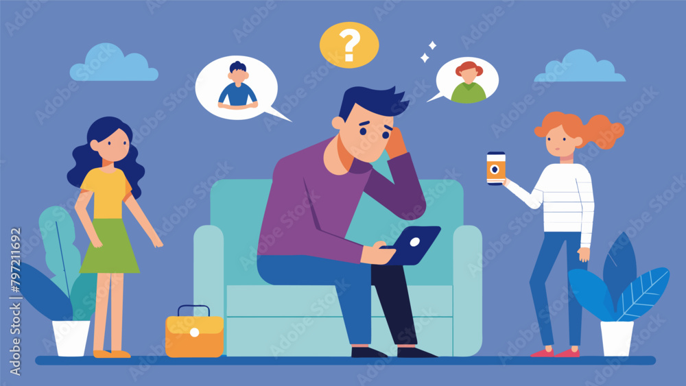 Aufkleber a man avoiding calls from friends and family too embarrassed to admit he cant afford to join them fo
