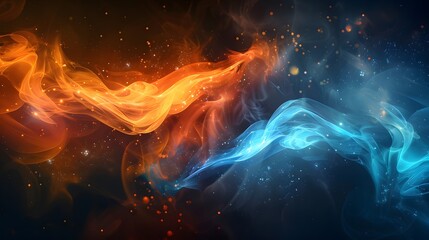 Fototapeta premium The nebula of particles, where clouds of technology spawn new ideas and opportunities, illustrates a dynamic space. For Design, Background, Cover, Poster, Banner, PPT, KV design, Wallpaper