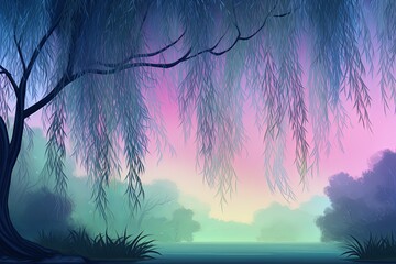 Whispering Willow Tree Gradients: Tranquil Meditation App Interface