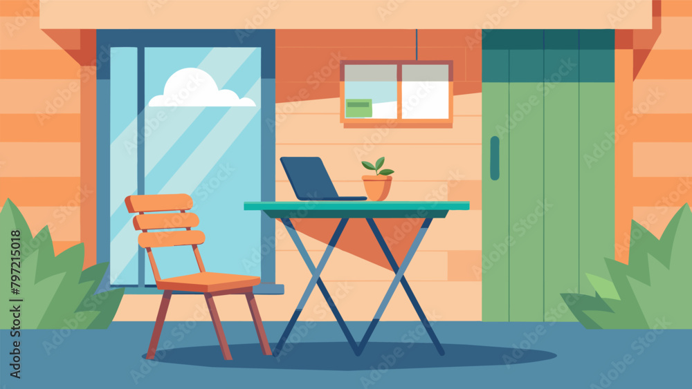 Poster a compact foldable table and chair are utilized in a small balcony or patio space creating a refresh
