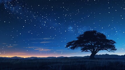 A depiction of a minimalist African starry night sky, with just a few key stars highlighted --ar...
