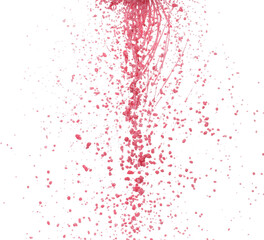 Red tomato strawberry juice scatter splash in drop droplet, Red blood wave fall in air. Abstract cloud fly, Red Wine colored splash spill in Air. White background Isolated high speed shutter, freeze