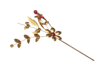 Chinese barrette hairpin to attach on hair style. Japanese hairpin gold jewelry ornament for...