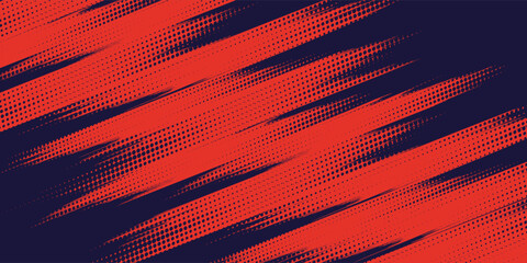 Fototapeta premium Halftone dots red and blue color pattern gradient grunge texture background. Dot pop art comic sport style vector illustration. grunge vector dots vector