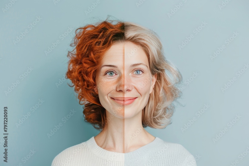 Poster skincare stages and chronological aging transitions explored through integrated skin care and biolog