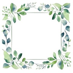 Green leaf square border pattern backgrounds plant.