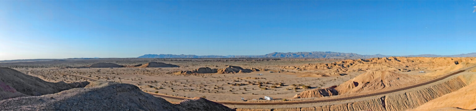 Panoramic View of Ocotillo Wells State Vehicular Recreation Area -I n Western Imperial Counties. Access is via Highway 78, about 35 miles east of Julian or about 20 miles west of of Highway 86. 