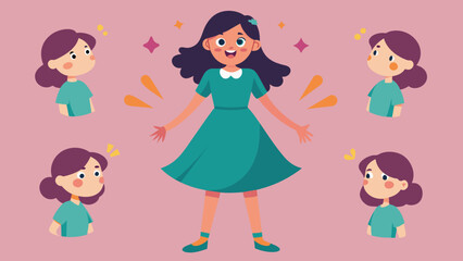 A girl wearing different colored clothes vector illustration