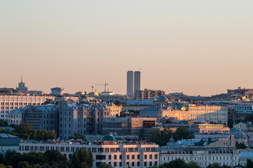 View of residential and office buildings in the center of the Russian capital in the early summer...