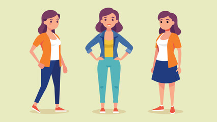 Women's new clothes and different postures vector illustration