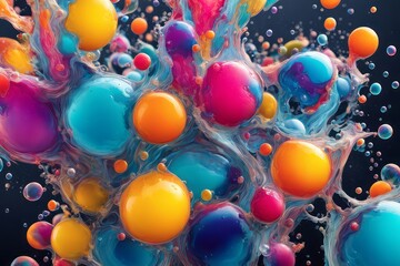 Ethereal Water Blast: Abstract 3D Bubble Splash Visualization.