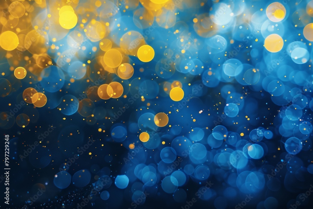 Poster abstract composition of blue and yellow circles on a colorful background. dynamic and eye-catching.