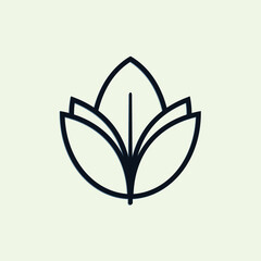 Luxury line Lotus Leaf Logo Design Vector illustration template