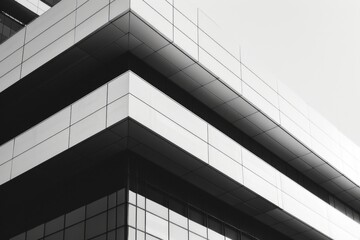 Obraz premium Impressive structure with abundant windows and a mirrored sky reflection. Harmonious blend of design and environment.