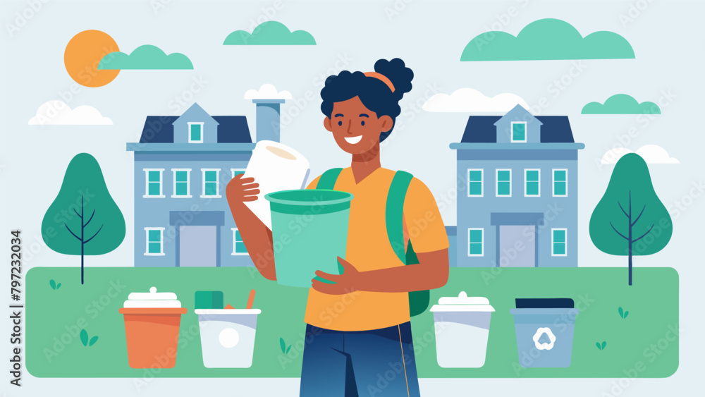 Poster a college student organizing a zerowaste event on campus providing reusable plates and utensils to r