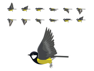 Bird Great Tit Flying Animation Sequence Cartoon Vector © bullet_chained