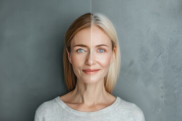Aging skincare faces psychological health gracefully through divisional products, highlighting young to old generational shifts in biological aging skincare and aging signs consultations.