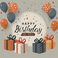 Birthday vector banner template. Happy birthday to you text in white space background with gifts and balloon decoration element for birth day celebration greeting design. Vector illustration