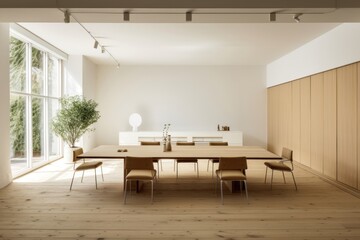 Fototapeta premium Meeting room furniture wood architecture.