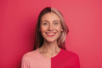 Fototapeta premium Illustration ageless divides cognitive health in aging visuals, life beauty lines mentally vitalize age visuals, staging wrinkle halves in age-related composites.