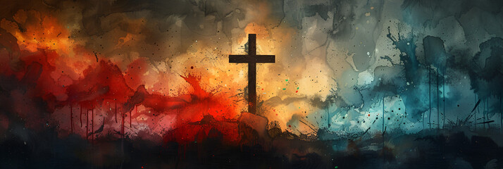 cross in the night,
Cross of Christ in Abstract Watercolor Painting