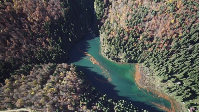 Aerial video over Scropoasa lake Romania