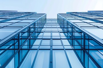 Obraz premium Glistening Steel and Glass: A grand building adorned with an intricate network of steel beams and expansive glass windows. A modern marvel of architectural brilliance.