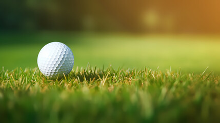 Fototapeta premium Close-up of golf ball on green grass