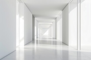 Translucent Tranquility: A serene white building enveloped in a captivating glass facade, inviting natural light and creating an atmosphere of calmness.