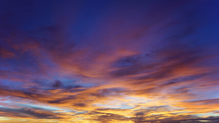 Beautiful colorful cloudscapes as seen around sunset.