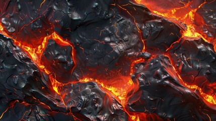 High-resolution image capturing the vibrant textures of molten lava and cooled igneous rock