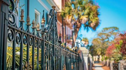 Classic iron fence, classic European style house.