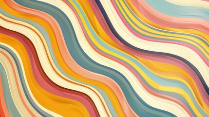 Fototapeta premium Funky Retro 70's Wavy Pattern Stripes Background 