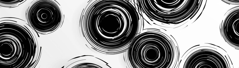 Hand-drawn black lines create a mesmerizing pattern of concentric circles and rings on a white canvas, showcasing the artistry of generative AI.