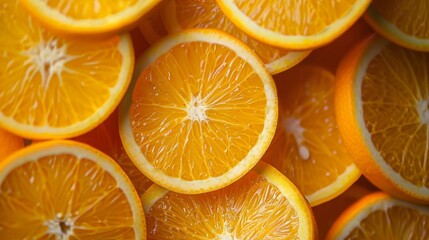 Delicious and succulent slices of oranges, a vibrant fruit backdrop brimming with essential...