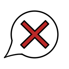  吹き出し（バツ・赤・左下）