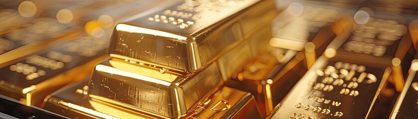 Gold bars and financial data on a digital tablet