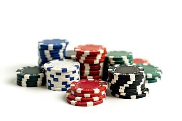 Photo of casino poker gambling game white background. - Powered by Adobe