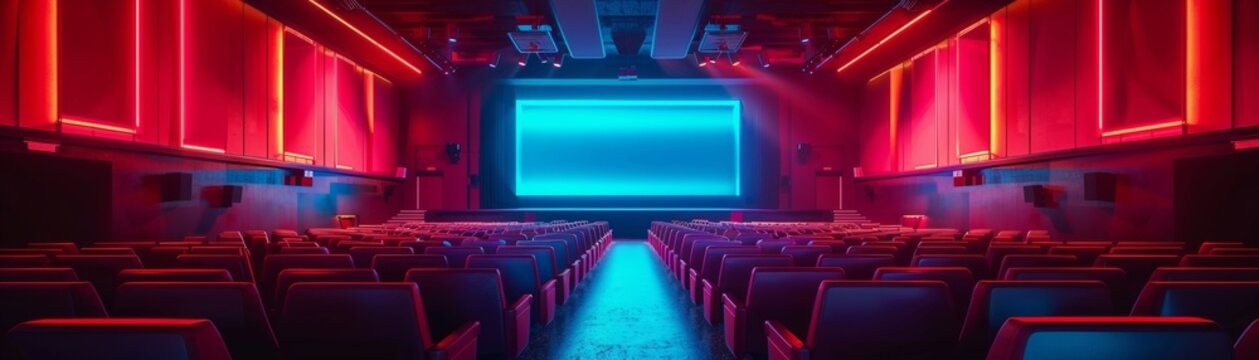 Movie screen and movie theater decor. AI-generated.