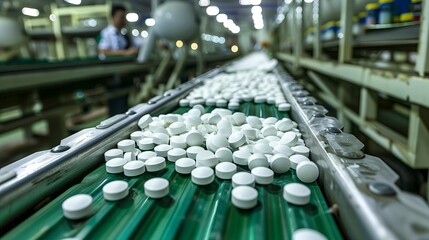 Fototapeta premium Tablet Inspection on Pharmaceutical Line